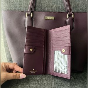 Burgundy Kate Spade purse and wallet